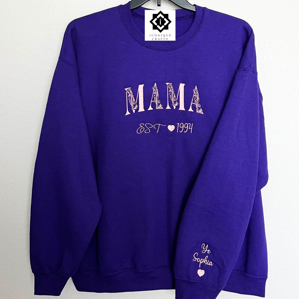 Custom Mama Embroidered Elegant Sweatshirt view 2