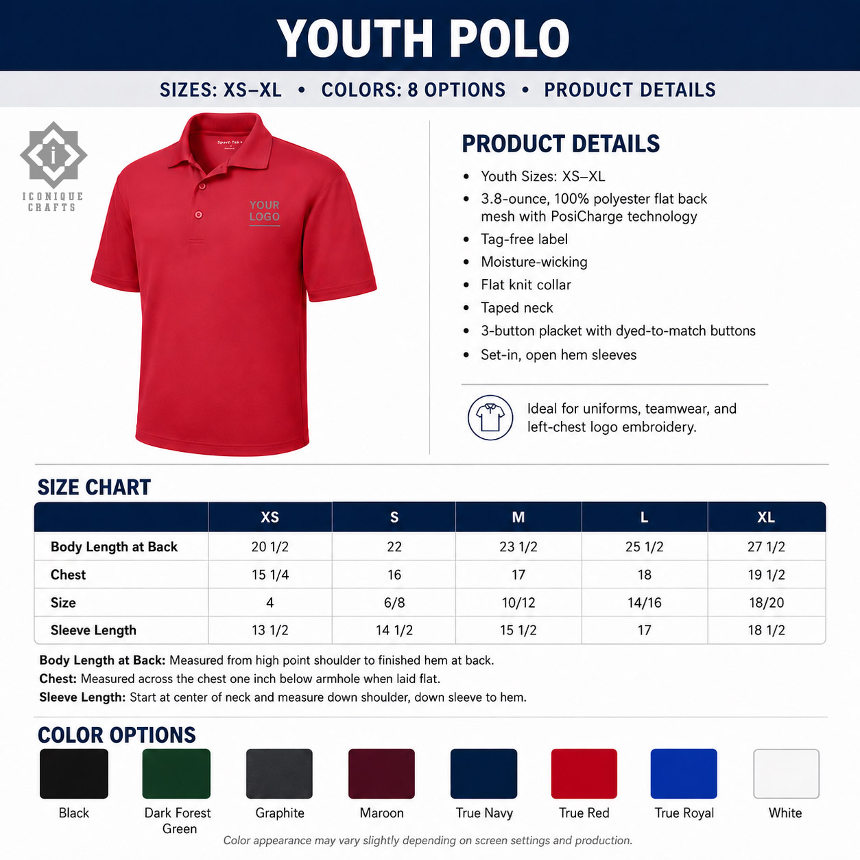 Custom Embroidered Polo Shirt with Company Logo view 6