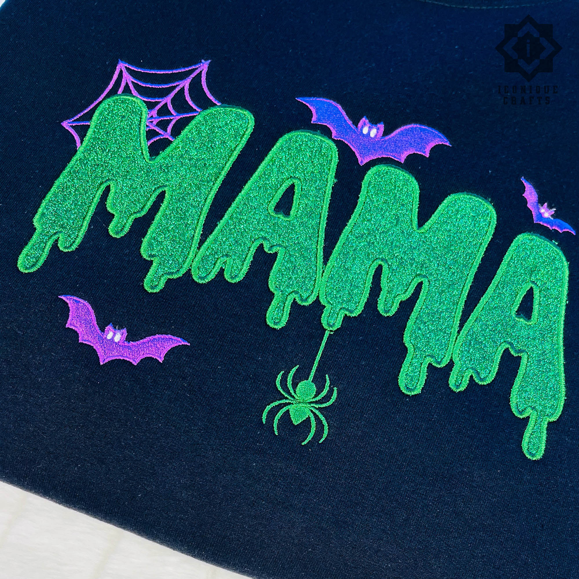 Mama Halloween Glitter Embroidered Sweatshirt view 2