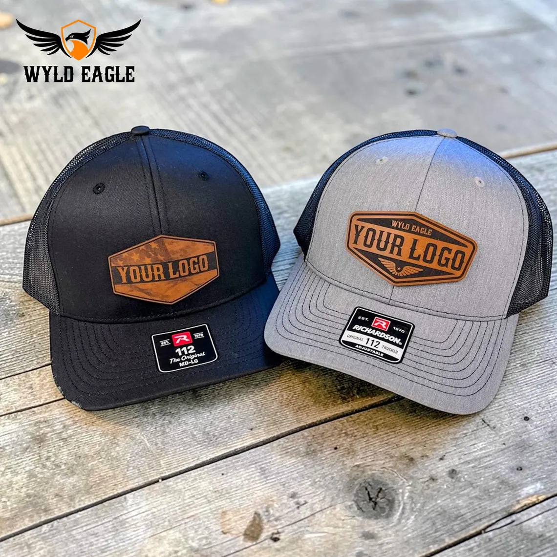Custom Logo Leather Patch Trucker Hats view 4