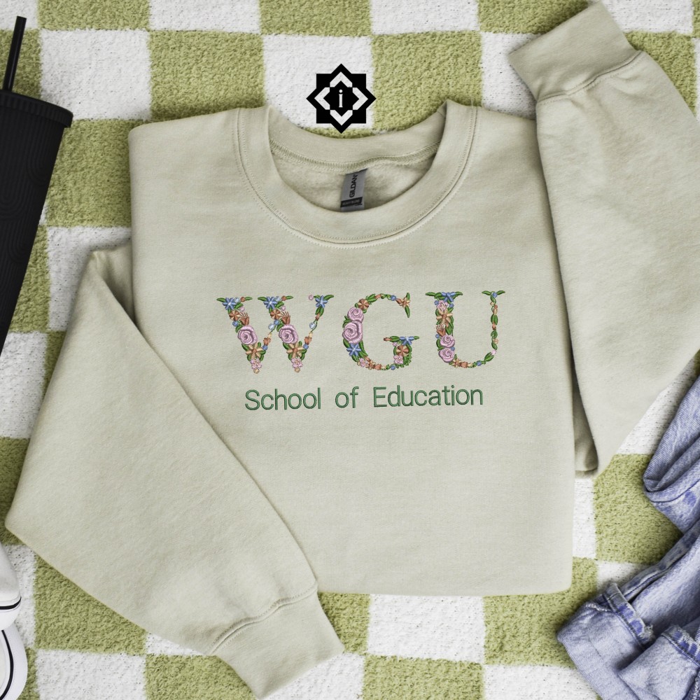 Embroidered Floral Letter University Sweatshirt, T-Shirt, Hoodie view 2