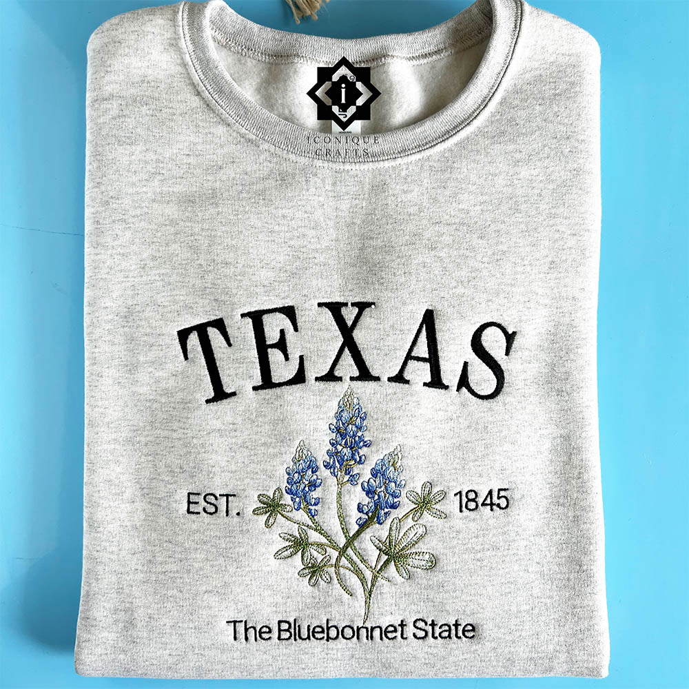 Embroidered Texas Bluebonnet Sweatshirt – Texas 1845