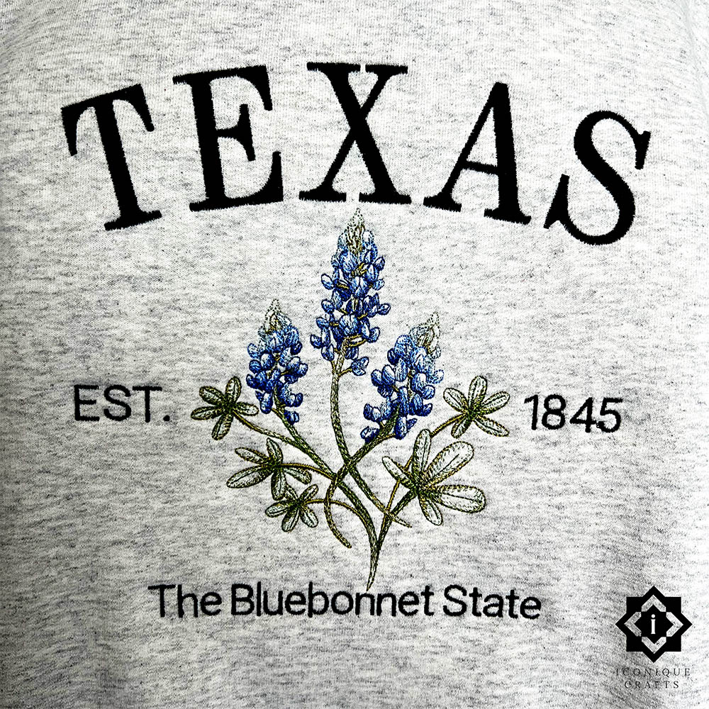 Embroidered Texas Bluebonnet Sweatshirt – Texas 1845 view 3