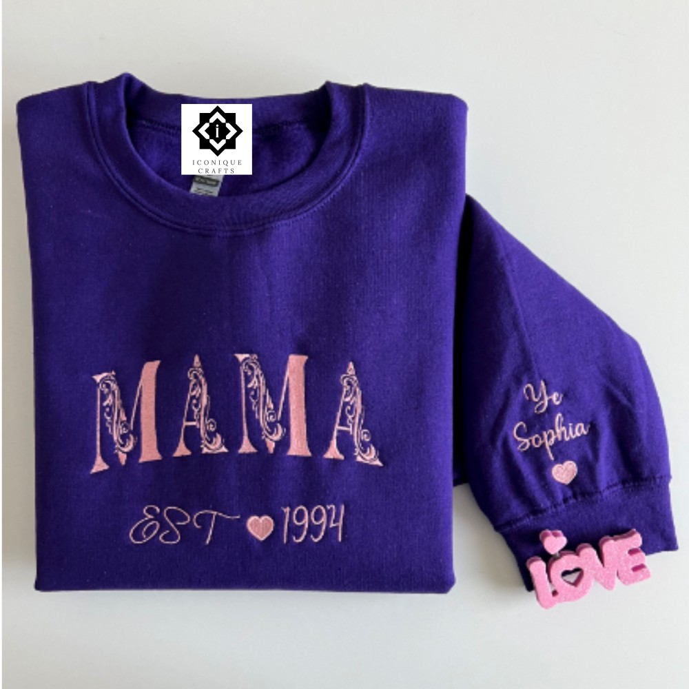 Custom Mama Embroidered Elegant Sweatshirt view 3