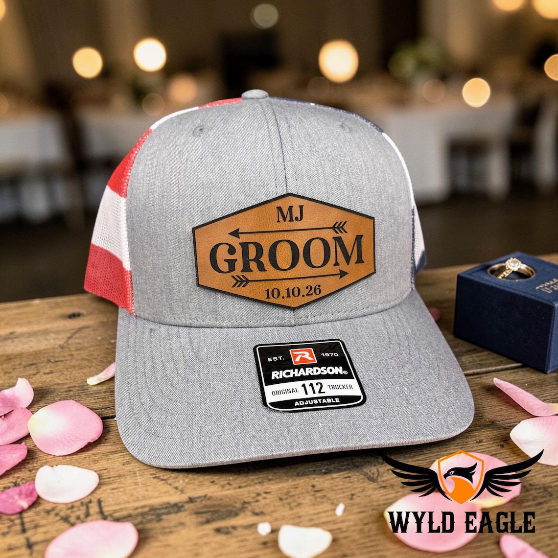 Custom Leather Patch Bachelor Party Trucker Hats view 3