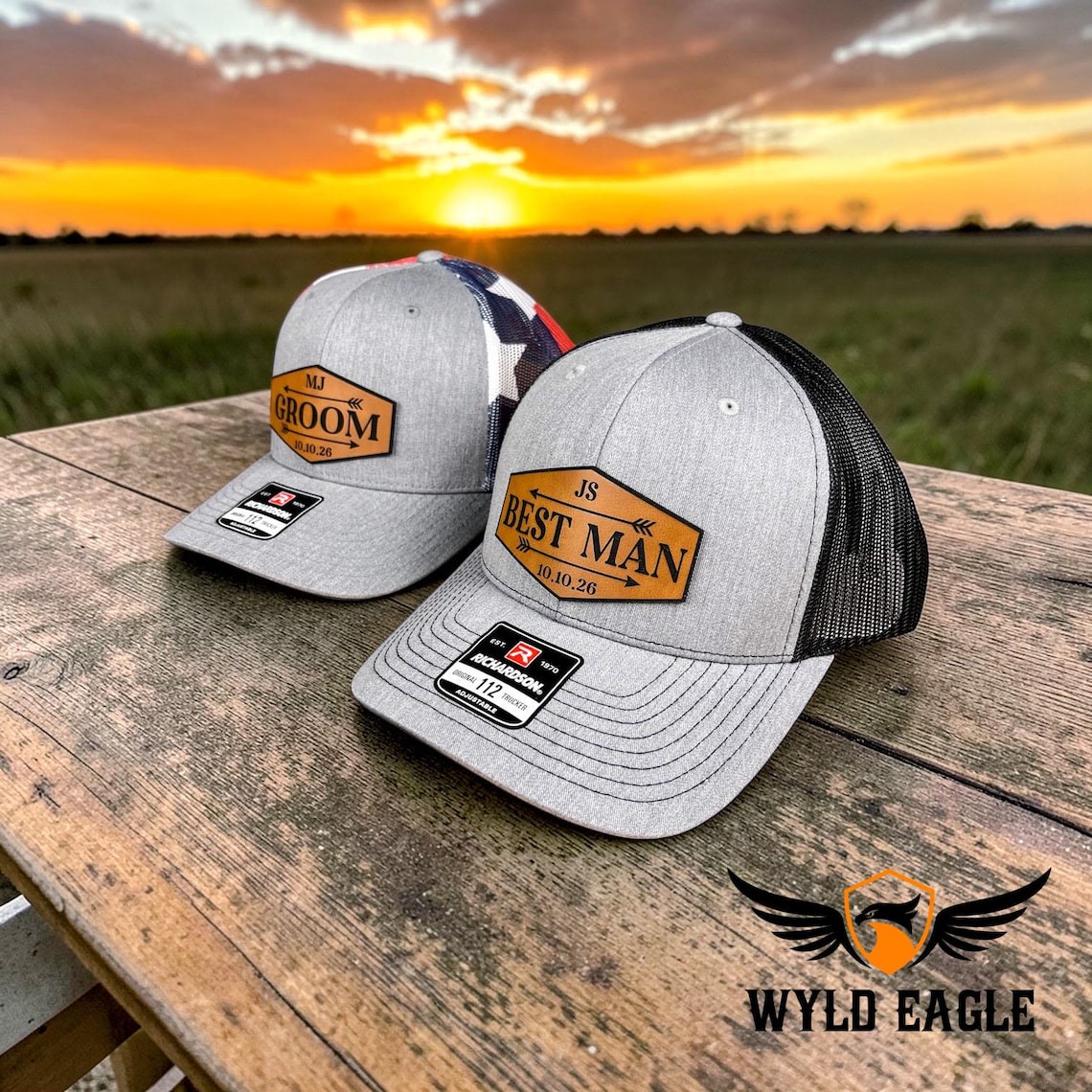 Custom Leather Patch Bachelor Party Trucker Hats view 2