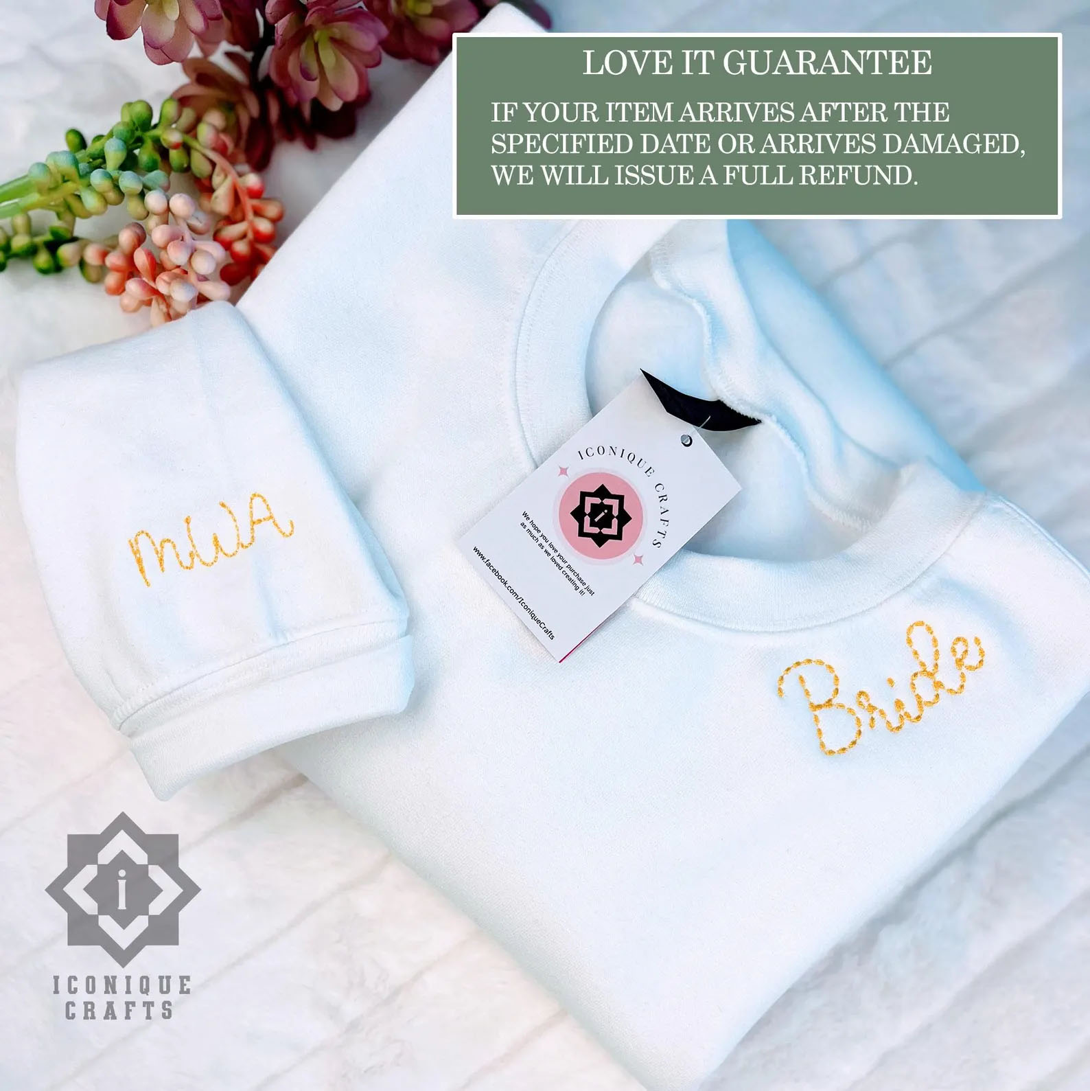 Custom Embroidered BRIDE Crewneck Sweatshirt view 3