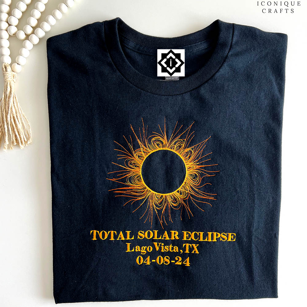 Custom Embroidered Total Solar Eclipse 2024 Shirt/Sweatshirt