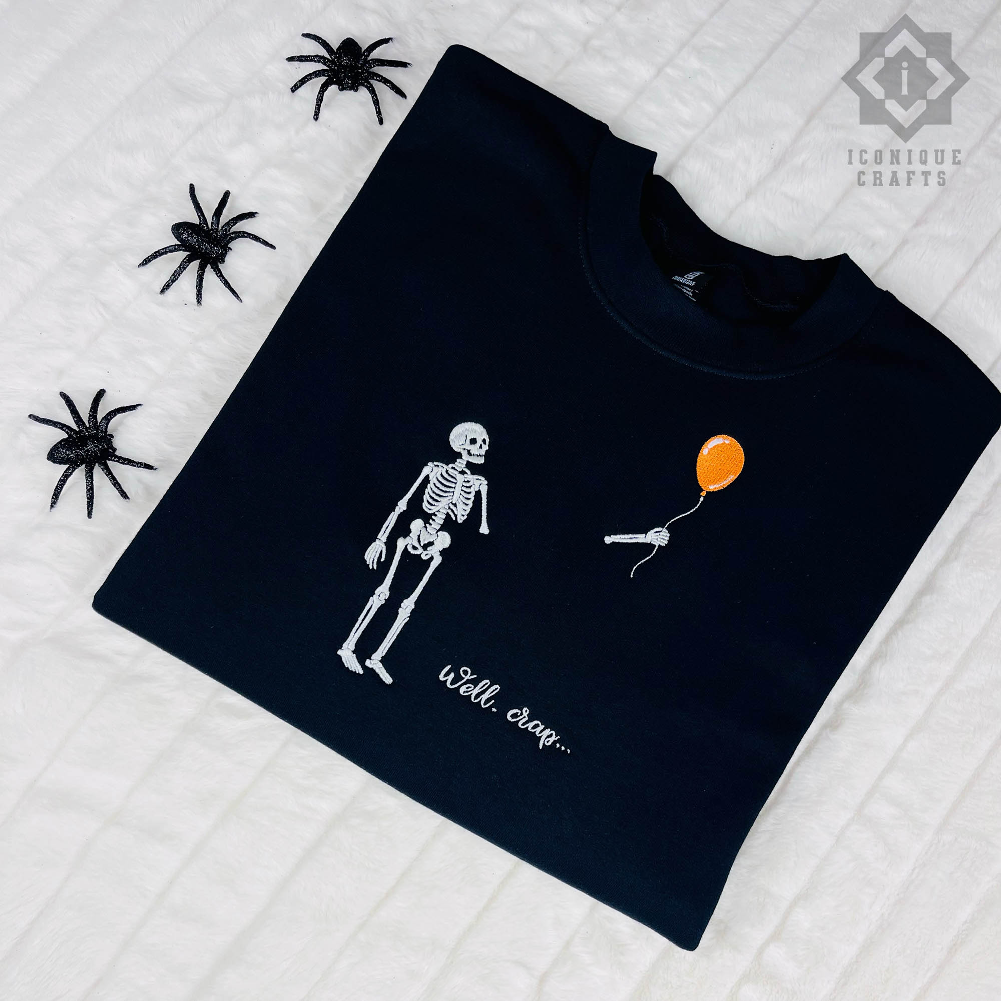 Embroidered Skeleton & Balloon Sweatshirt - Halloween Outfit view 1