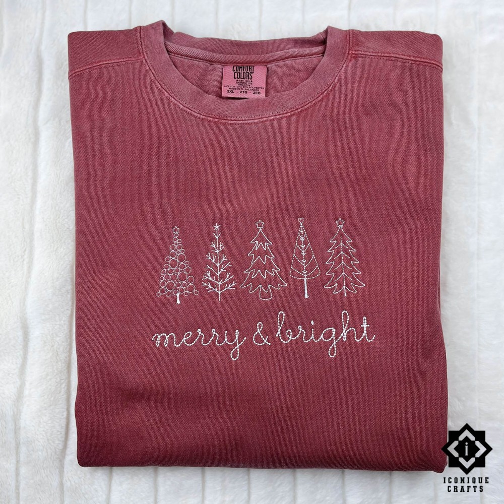 Embroidered Christmas Trees Sweatshirt