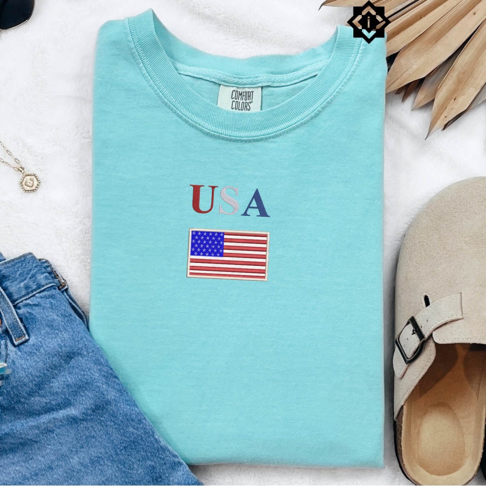 Comfort Colors Embroidered USA Flag T-Shirt & Sweatshirt view 3