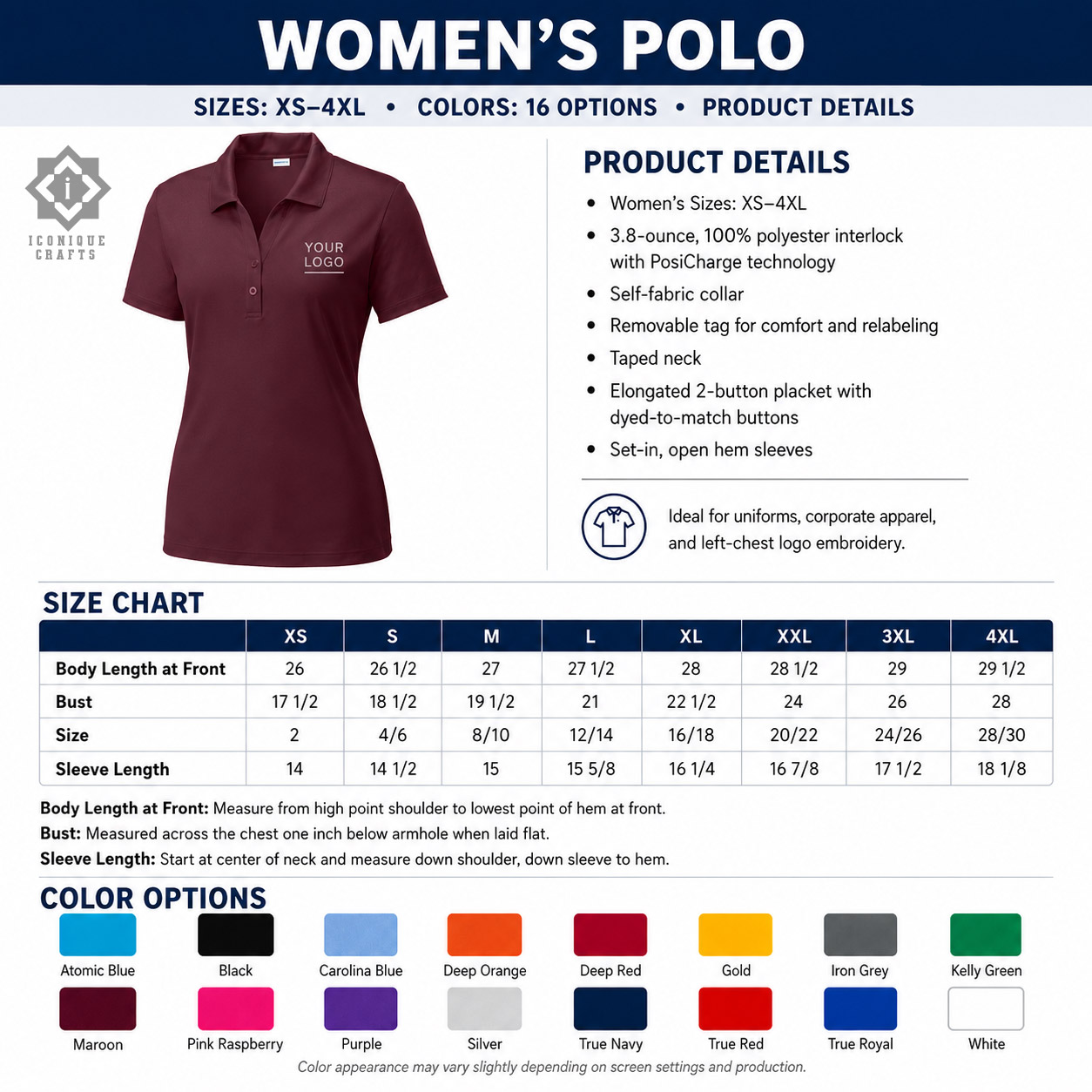 Custom Embroidered Polo Shirt with Company Logo view 5
