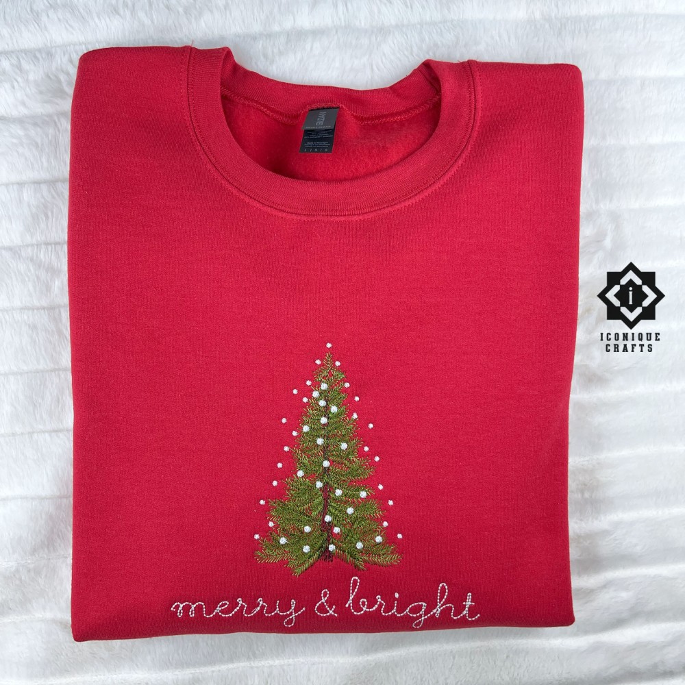 Personalized Embroidered Christmas Tree Sweatshirt view 3