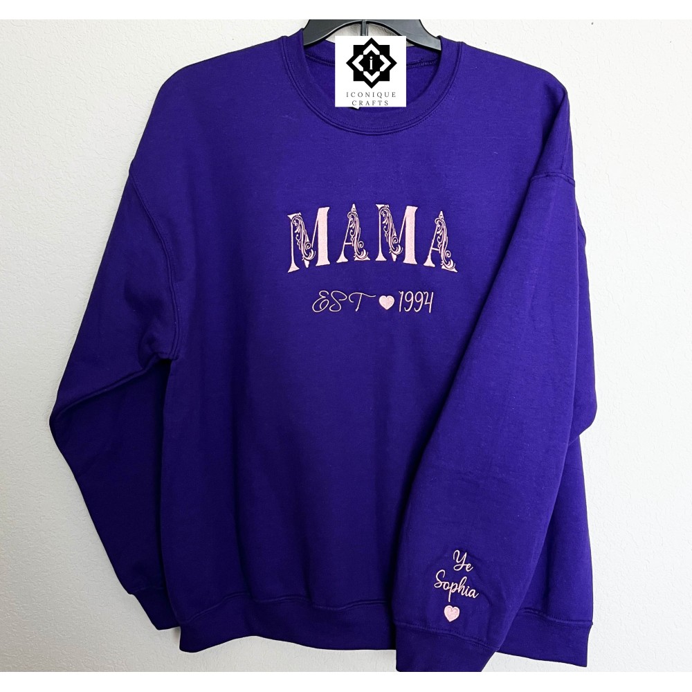 Custom Mama Embroidered Elegant Sweatshirt view 4