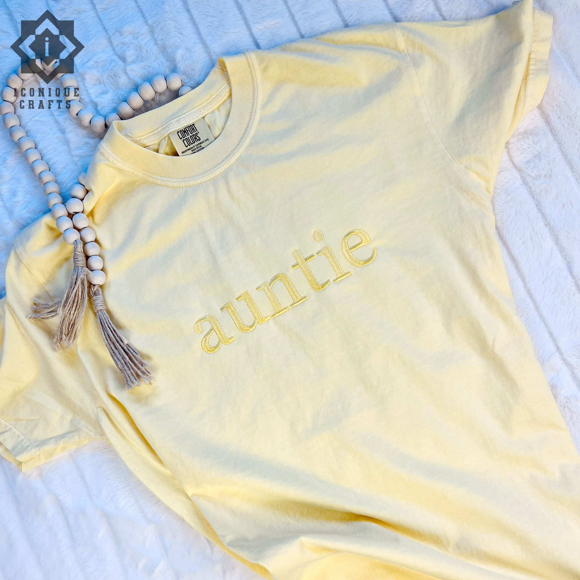 Custom Embroidered Comfort Colors Auntie T-Shirt