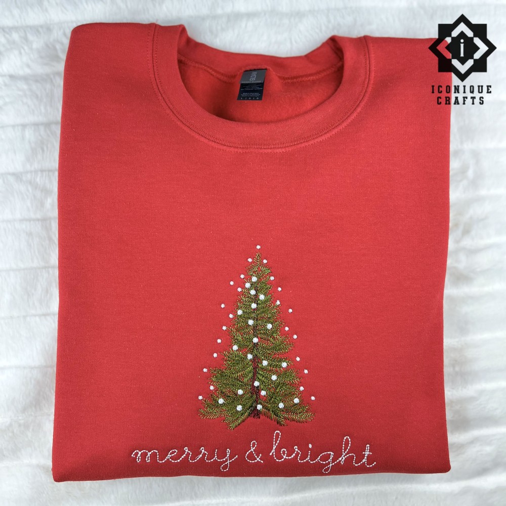 Personalized Embroidered Christmas Tree Sweatshirt