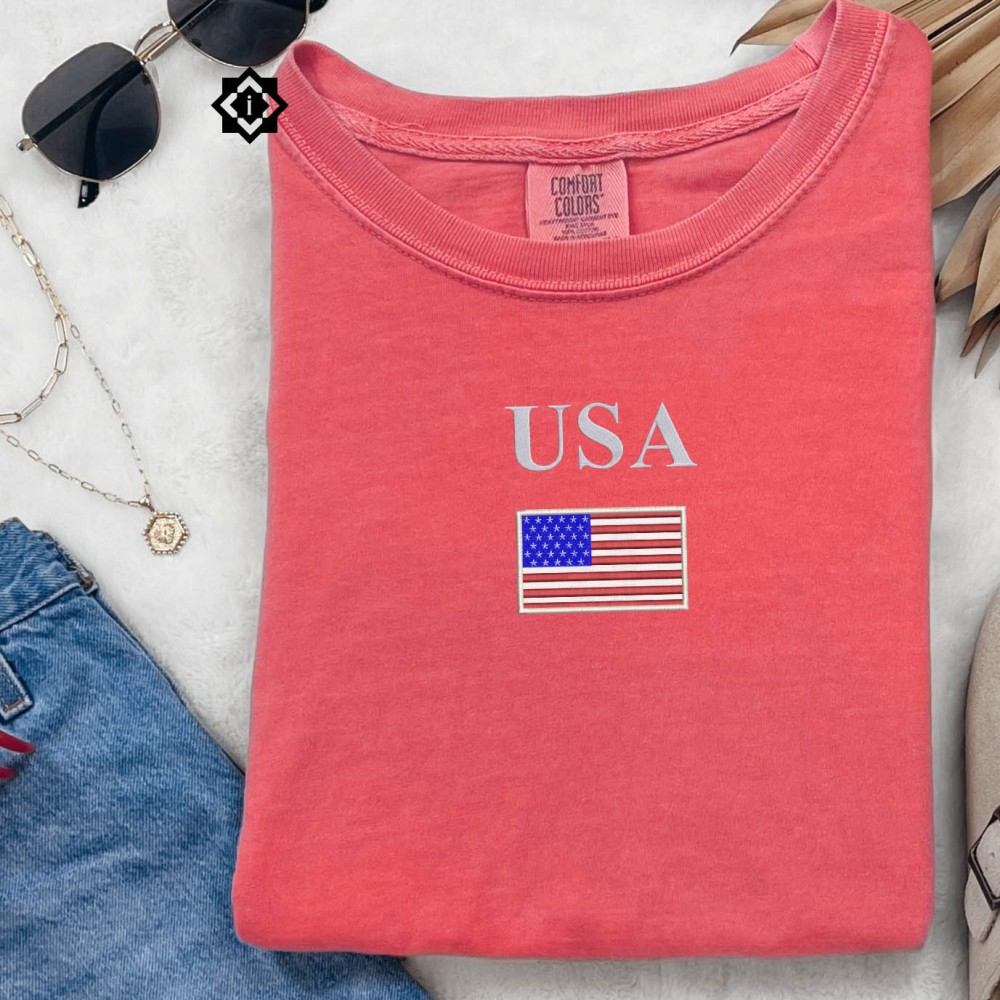 Comfort Colors Embroidered USA Flag T-Shirt & Sweatshirt view 4
