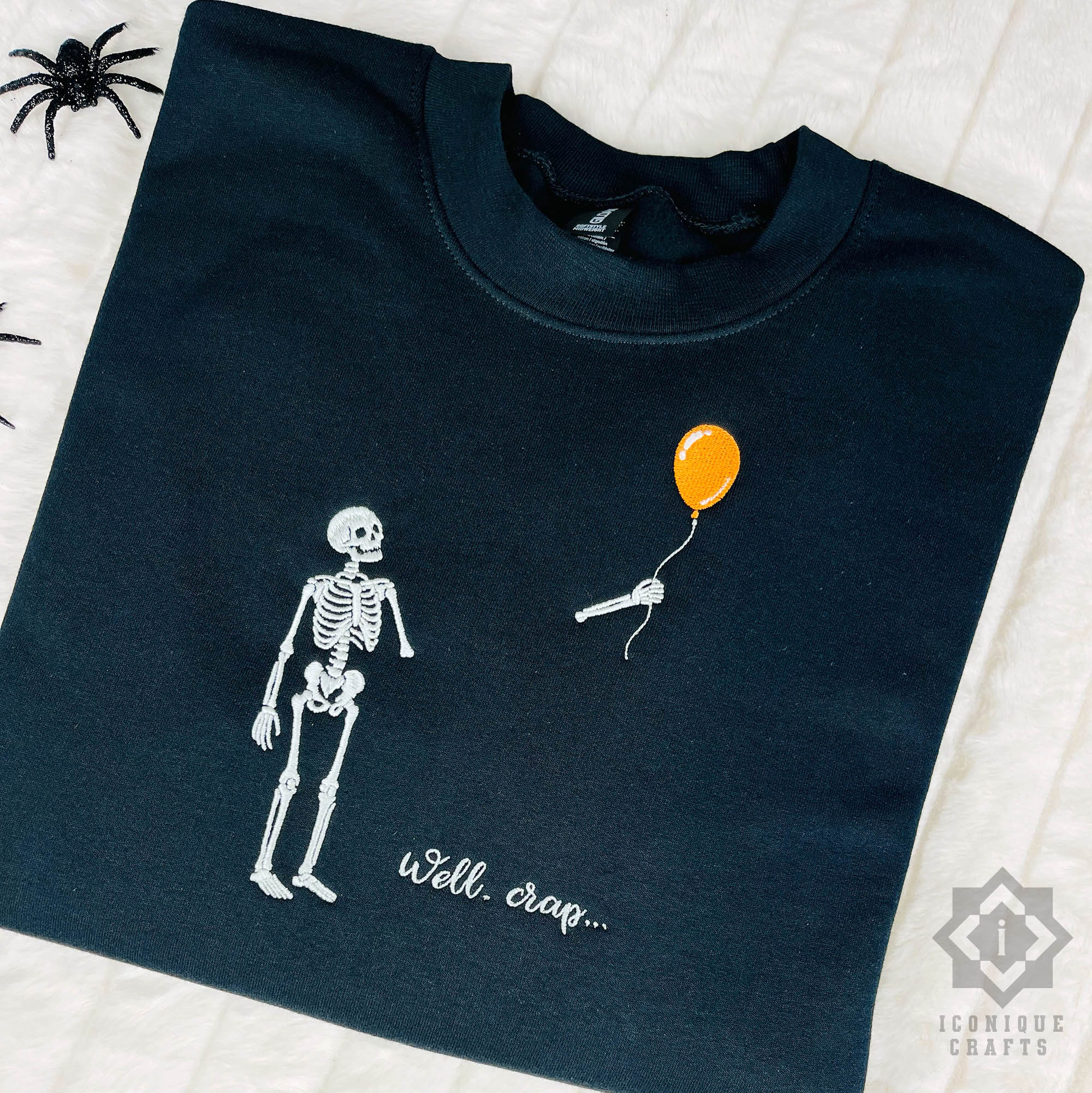 Embroidered Skeleton & Balloon Sweatshirt - Halloween Outfit view 4