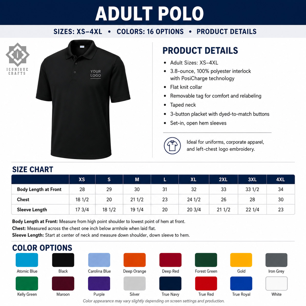 Custom Embroidered Polo Shirt with Company Logo view 4